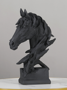 轻奢现代创意黑色马头摆件家居饰品电视柜玄关书房酒柜装饰品摆设