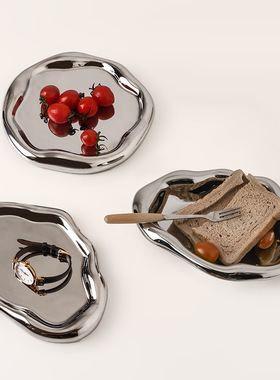 SHPIN BHM创意轻奢装饰托盘陶瓷收纳盘水果零食盘茶几首饰盘跨境