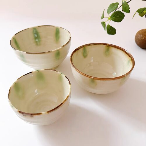 日本进口美浓烧点纹冰裂釉碗家用釉下彩和风餐具拉面碗沙拉碗Lr