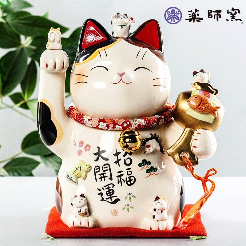 药师窑 日本进口开运招财猫 手工摆件生日开业乔迁创意礼物 Rzx