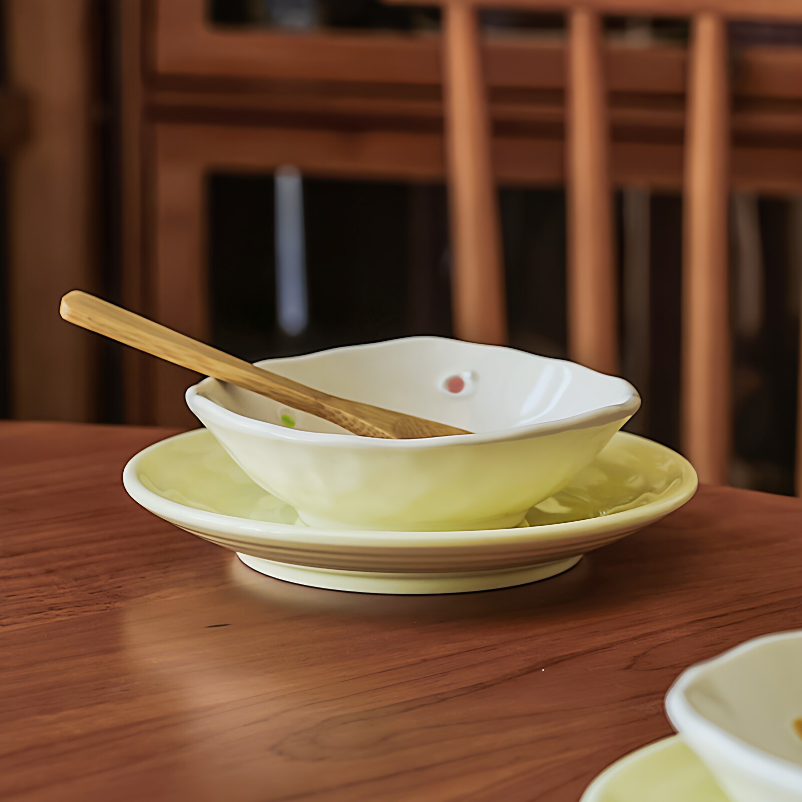 日本进口月光甜品盘一人食燕窝糖水碗碟组合高颜值家用点心盘Ys