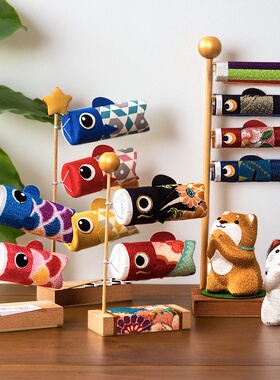 龙虎作手工绢布鲤鱼旗