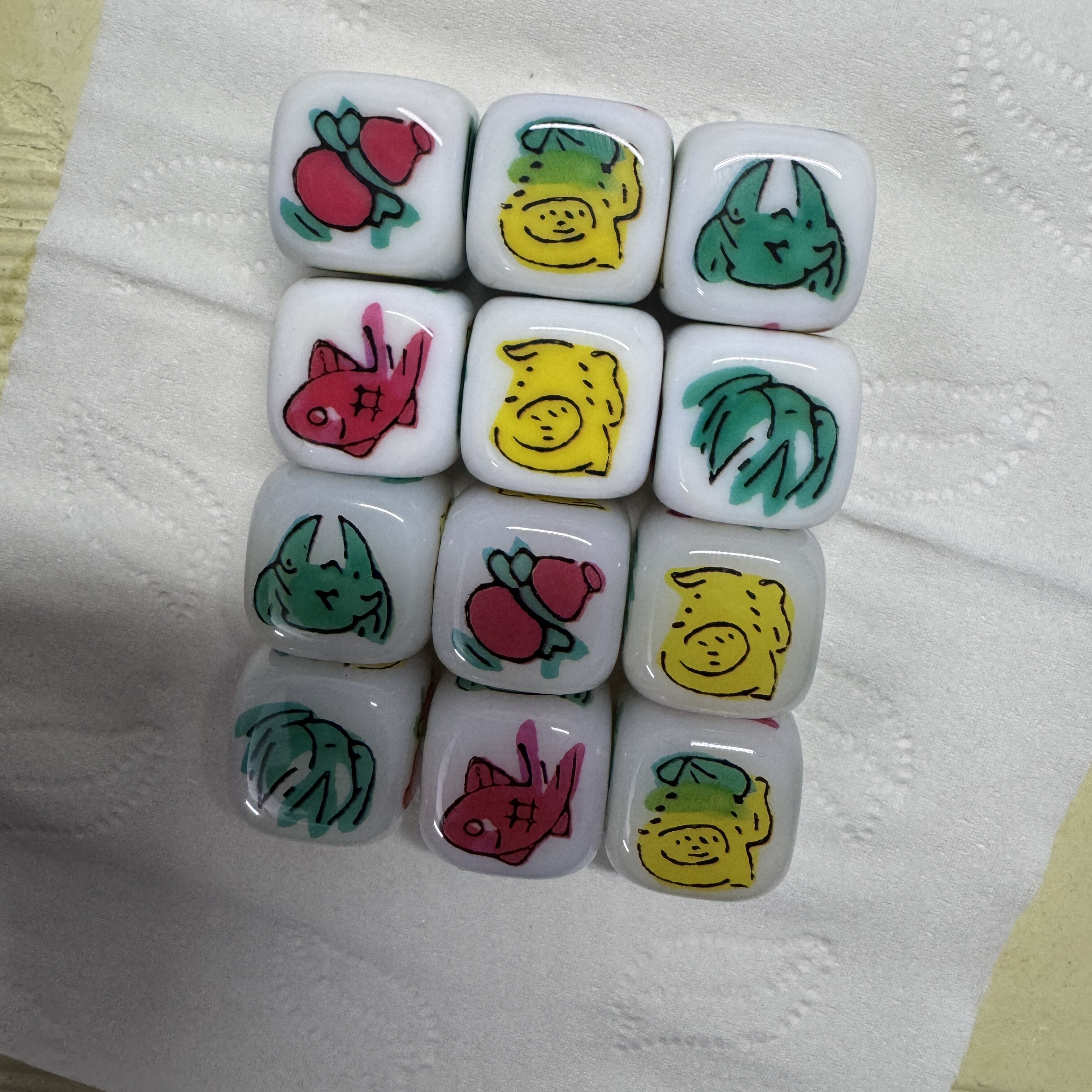 潮汕纯绘画三色狮鱼虾蟹老虎狮骰子声音清脆手感光滑弹跳力好