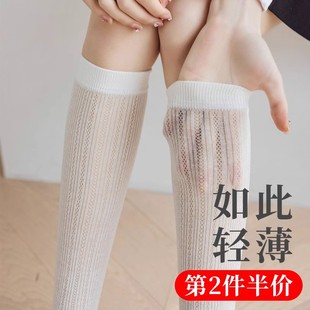 小腿袜女春夏薄款中长筒半截高桶女孩大童学生配小白鞋凉鞋皮鞋的