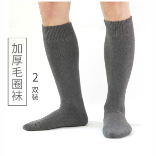 加绒加厚保暖长袜子男穿到膝盖的冬天加长小腿袜纯棉男士长筒高桶