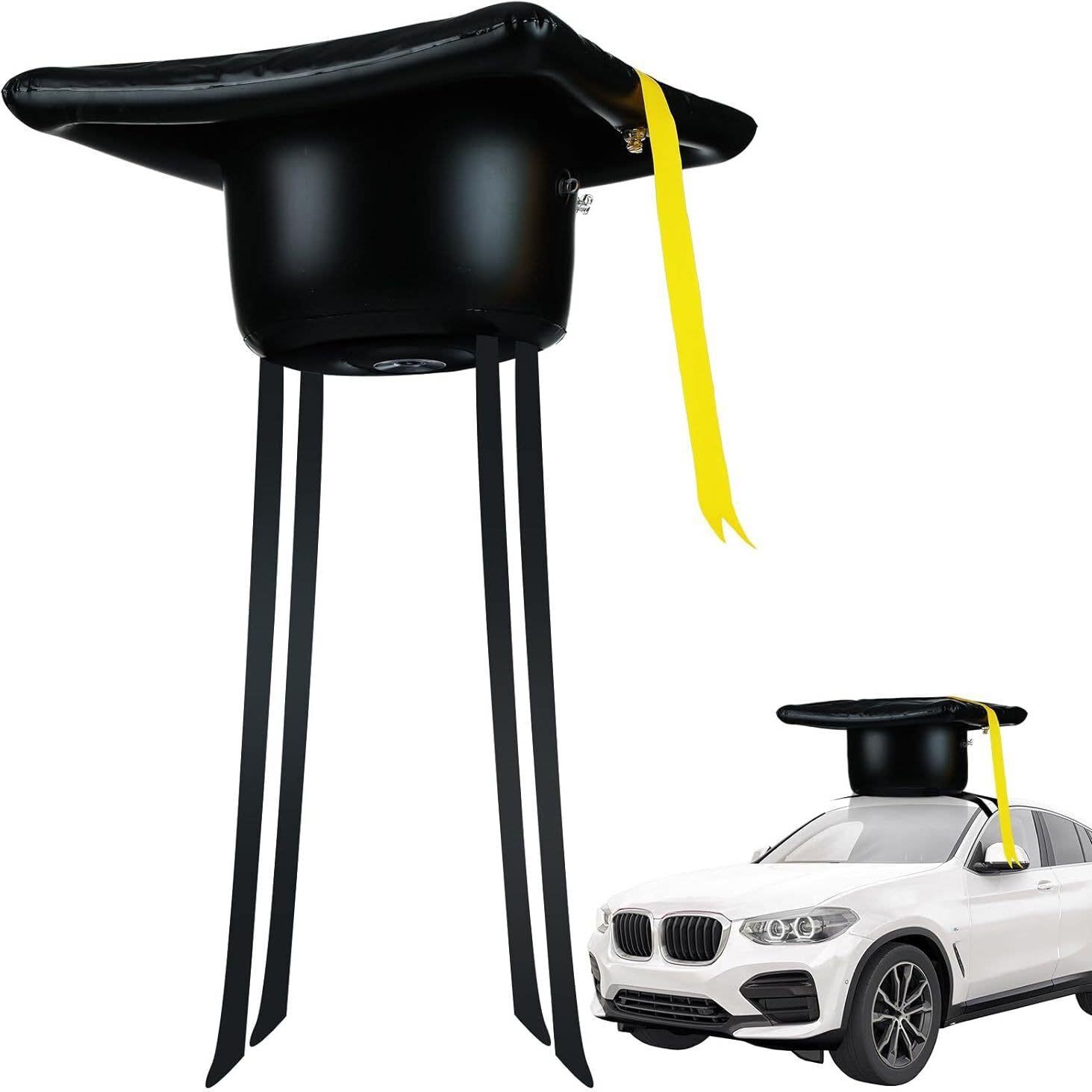 跨境新品PVC充气博士帽充气装饰适用于车顶高中拼贴派对礼品毕业