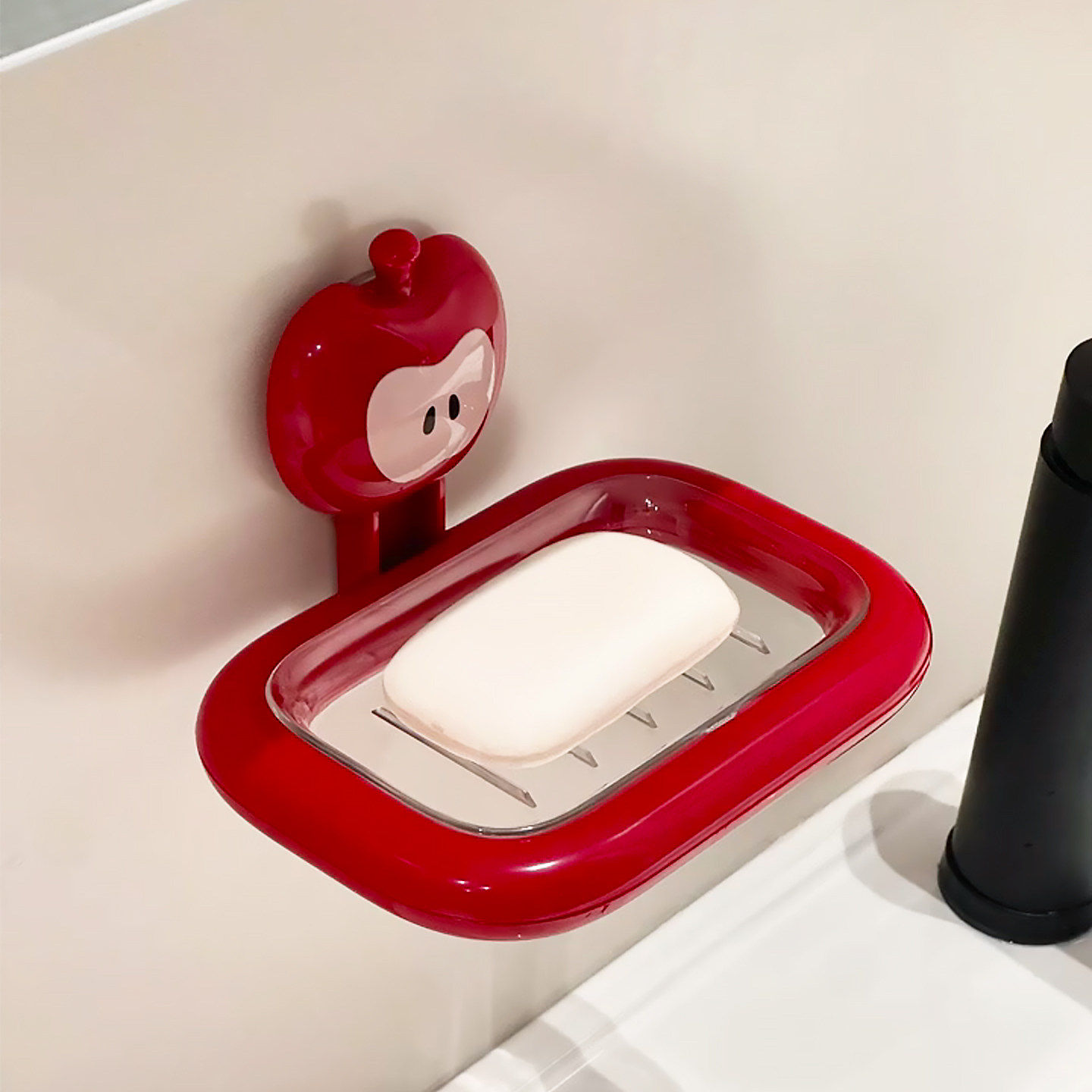 苹果肥皂架可爱卡通吸盘免打孔壁挂可沥水家用卫生间洗手池香皂盒