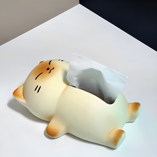 躺平猫纸巾盒家用客厅陶