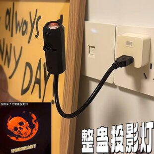 创意整蛊投影灯氛围感骷髅头小夜灯usb装饰灯送好友恐怖灯具礼物