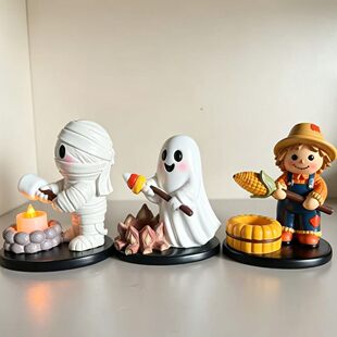 跨境新品Halloween Campfire Tealight Holder万圣节幽灵烛台摆件