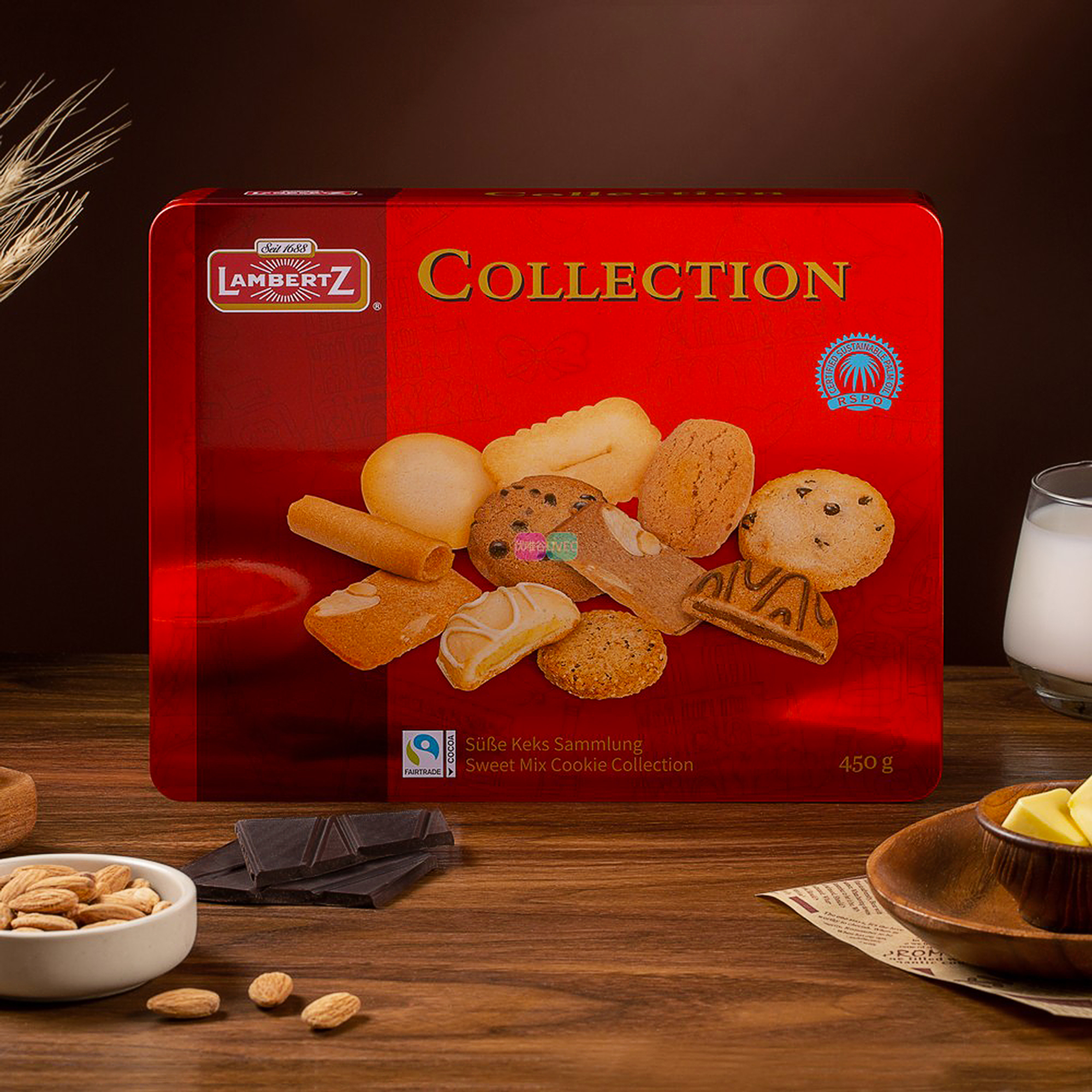 德国原装进口零食小吃曲奇礼品送礼Lambertz精选什锦饼干礼盒450g