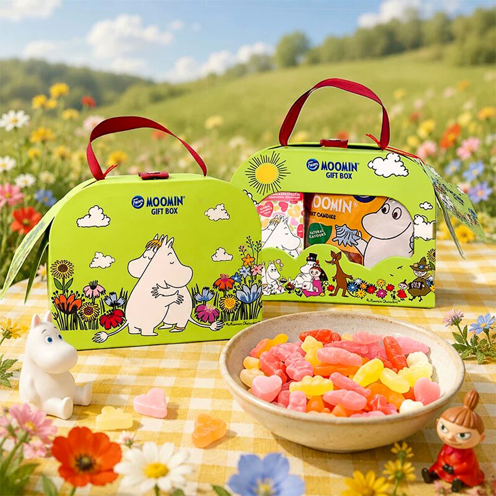 芬兰进口零食糖果姆明Moomin什锦混合水果味软糖手提箱礼盒装200g