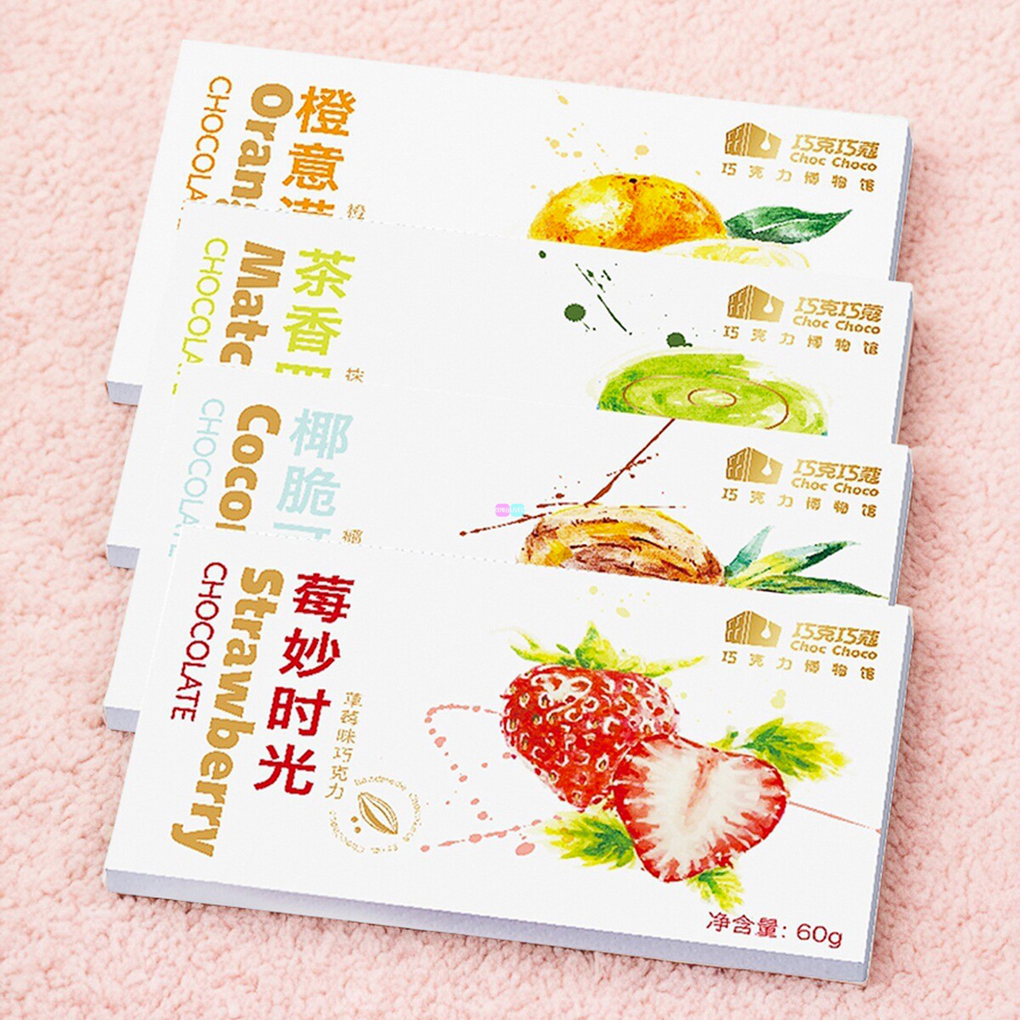 巧克巧蔻纯可可脂草莓白巧克力块