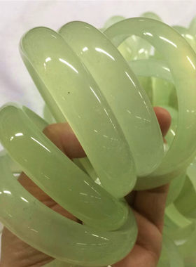 纯天然岫玉冰料手镯玉石冰种细