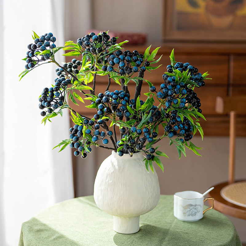 仿真花假花客厅餐桌装饰摆件红果插花喜庆发发果红色冬青果子新年
