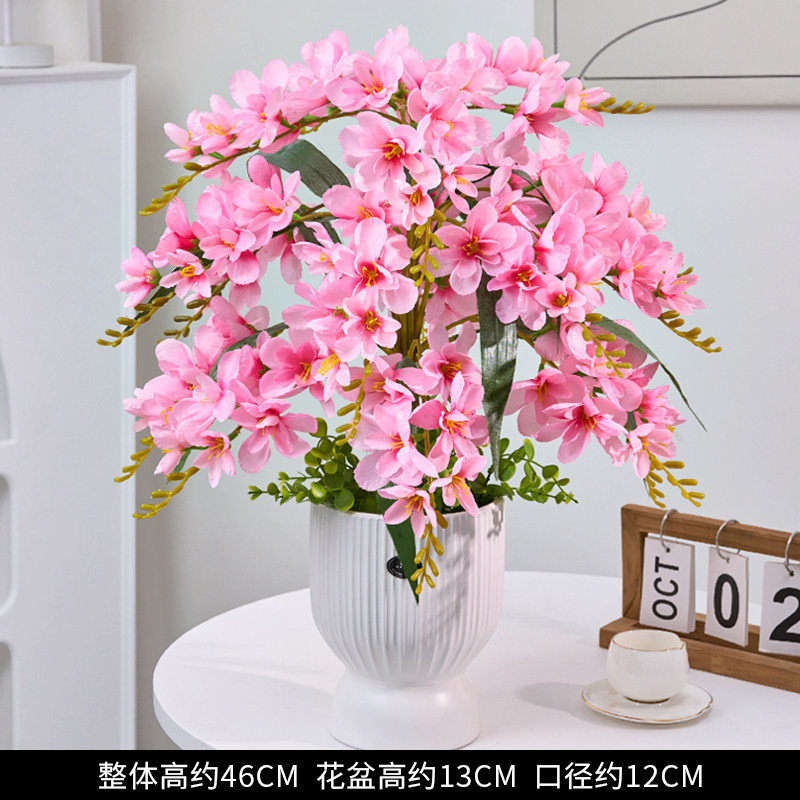 蝴蝶兰仿真花假花桌面小盆栽摆设轻奢高端客厅餐桌插花装饰花摆件