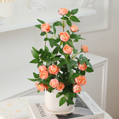 玫瑰仿真花假花摆设客厅餐桌装 饰花艺摆件家居绢花塑料干花花束