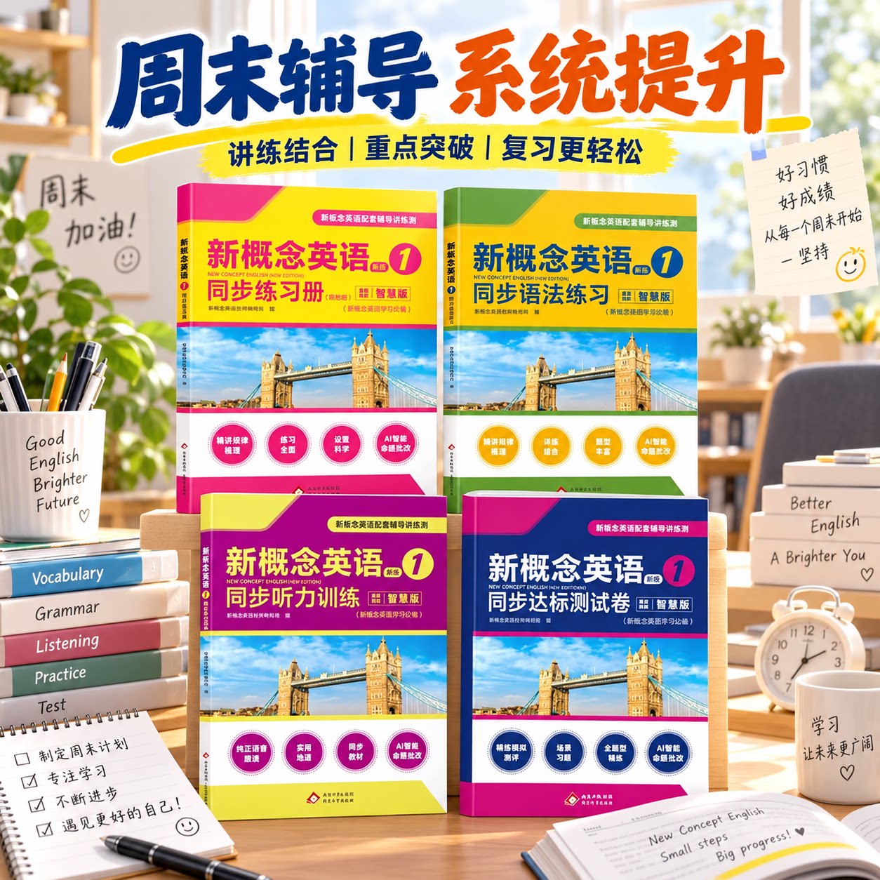 新概念英语周末辅导学习套装 家庭学习辅助资料 练习结合复习强化英语基础知识掌握