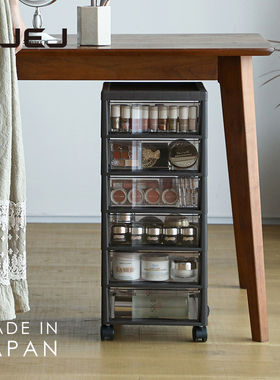 JEJ日本进口办公室抽屉收纳柜A4书本棕黑色文件柜美甲储物柜深6层