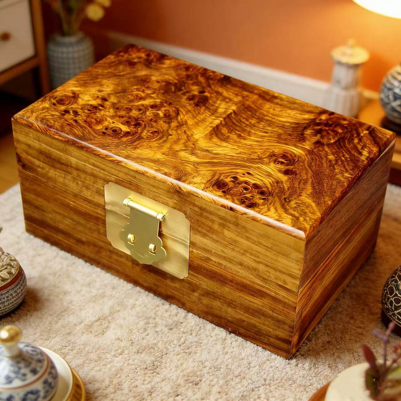 黄花梨木实木盒子长方形大号中式高档收纳盒礼物盒印章盒木制包装