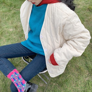 棉服女学生中长款外套2023新款韩版宽松冬季纯色棉衣加厚棉袄子潮