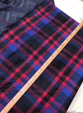 格子格子布粗纺大衣外套单面