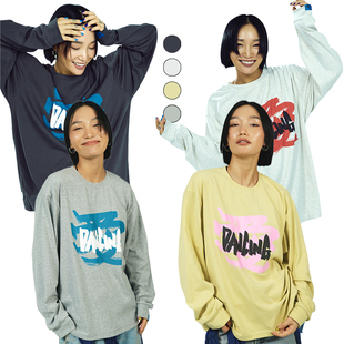王润SOHANA 2023秋季舞者爱跳舞印花宽松长袖T恤