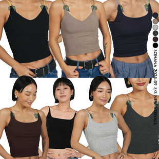 王润原创SOHANA25夏吊带含胸垫外穿纯棉弹力透气辣妹运动背心露背