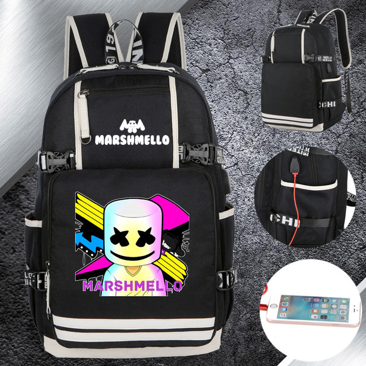 2024电音棉花糖 marshmello 周边背包双肩包初高中学生户外电脑包