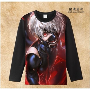 2025东京食尸鬼喰种金木研雾岛董香动漫周边衣服服装长袖T恤黑