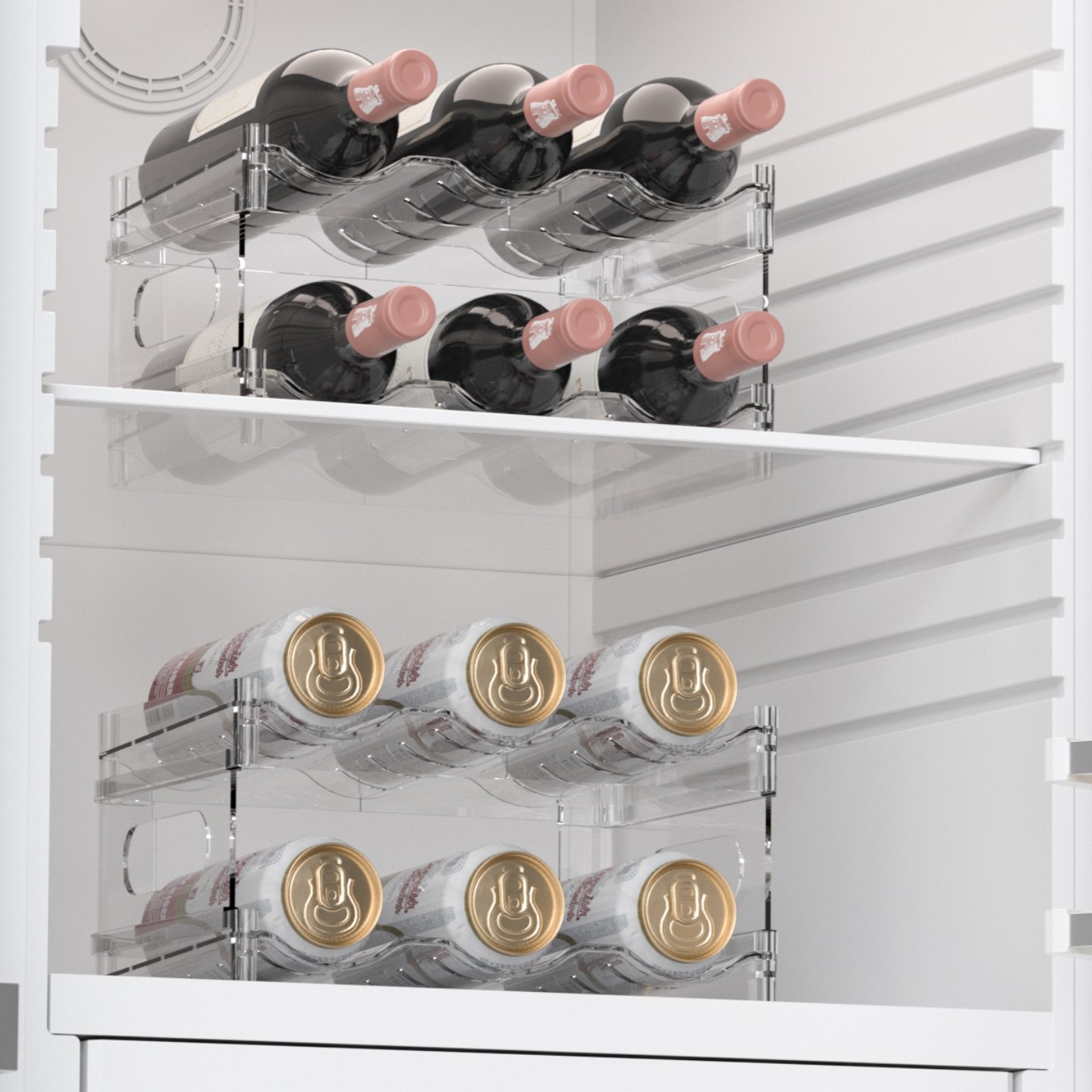冰箱红酒瓶收纳置物架平放家用桌面可叠加透明啤酒饮料保温水杯子