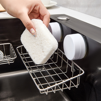 吸盘水槽内沥水篮不锈钢壁挂洗碗水池盖钢丝球海绵收纳厨房置物架