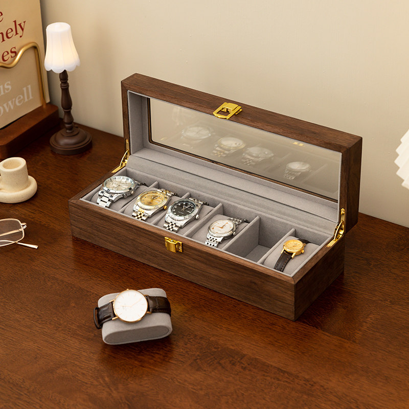 手表收纳盒家用腕表收藏盒实木质手链展示盒高档生日礼物送男女生