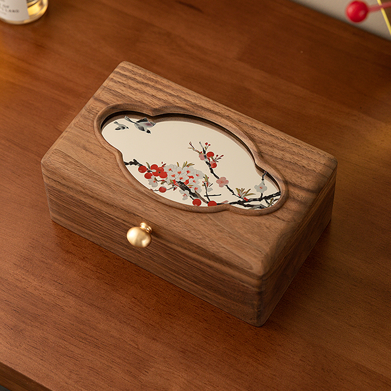实木首饰盒收纳盒高档精致手饰品耳钉盒子2025年新款珠宝盒新中式