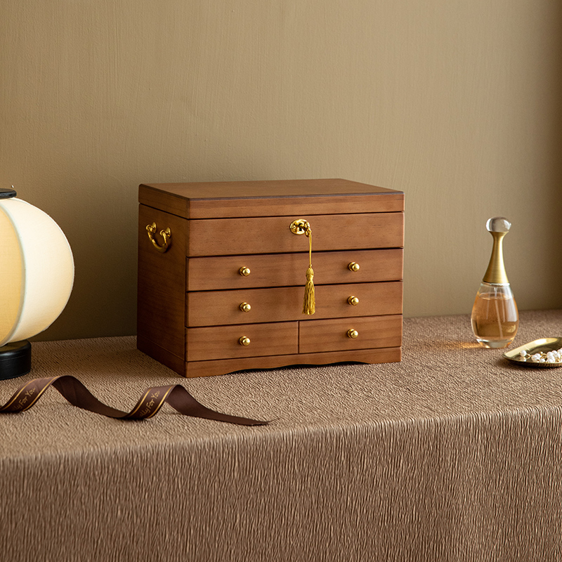 木质首饰盒收纳盒带锁高档精致手饰品珠宝盒复古大容量新婚礼物品