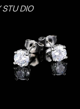 2025新款夜店爆款嘻哈锆石圆形 时尚气质S925银针hiphop男士耳钉