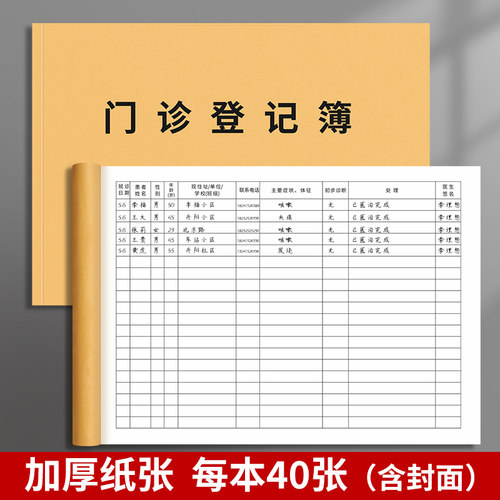 医用门诊登记簿患者门诊日志登记