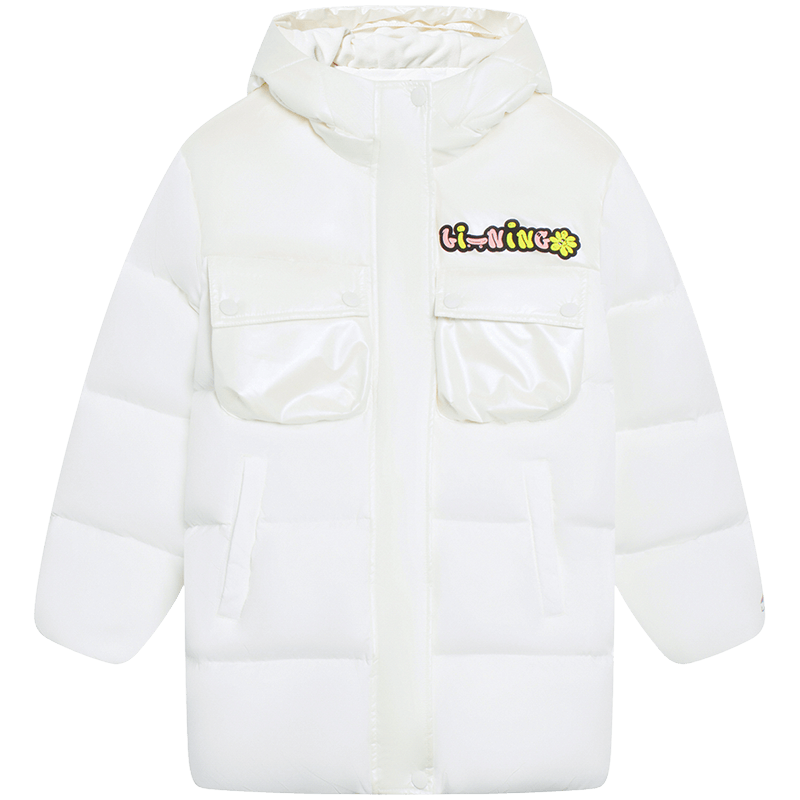 李宁童装儿童羽绒服女青少年2025冬季保暖中长宽松小女孩鸭绒外套