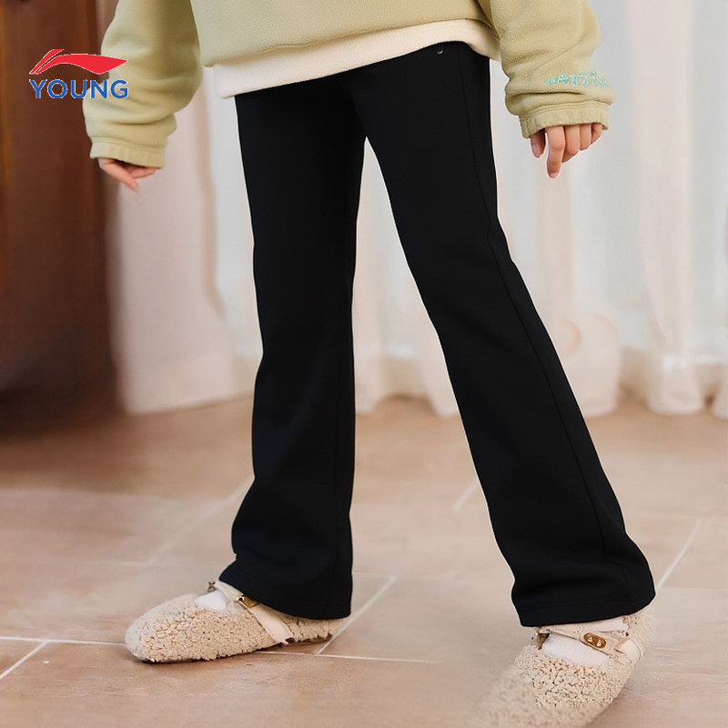 李宁儿童喇叭裤黑色加绒保暖