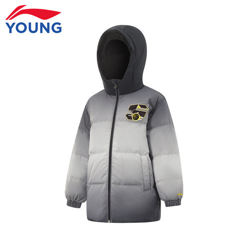李宁儿童男大童保暖连帽羽绒外套