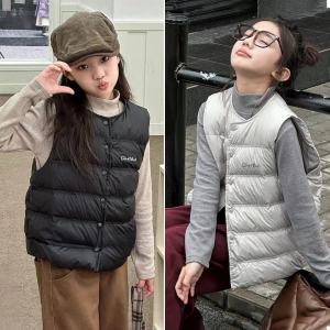 现货童装羽绒马甲2024秋冬款男女童轻薄保暖坎肩校服内穿打底背心