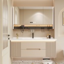 奶油风浴室柜陶瓷一体盆卫生间洗手盆洗脸盆柜组合智能洗漱台实木