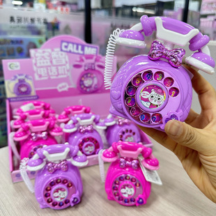 儿童仿真复古Q萌卡通电话机趣味过家家座机益智女孩礼物玩具礼品