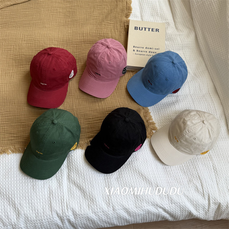 春夏简约刺绣小字母软顶鸭舌帽笑脸男女童户外透气遮阳百搭棒球帽,童装/婴儿装/亲子装,帽子,淘宝优惠券,粉丝福利购,淘宝优惠卷
