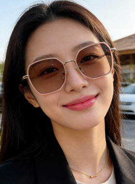 方形茶色偏光防紫外女墨镜显脸小