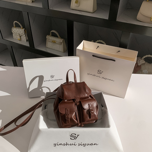 复古翻盖多口袋双肩包百搭女包小众设计轻奢高级质感通勤背包女包