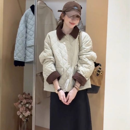 夹棉加厚外套女短款上衣秋冬新款