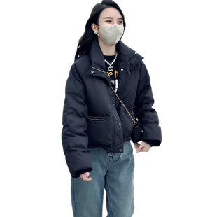 白鸭绒羽绒服女短款冬季2025新款韩版宽松加厚小个子面包服外套