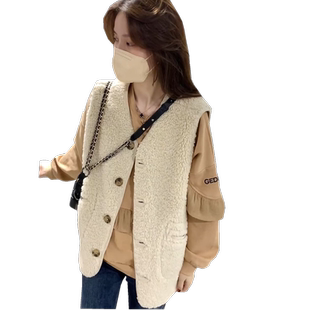 羊羔毛马甲女叠穿马夹外穿坎肩2025秋季新款宽松洋气小个子背心