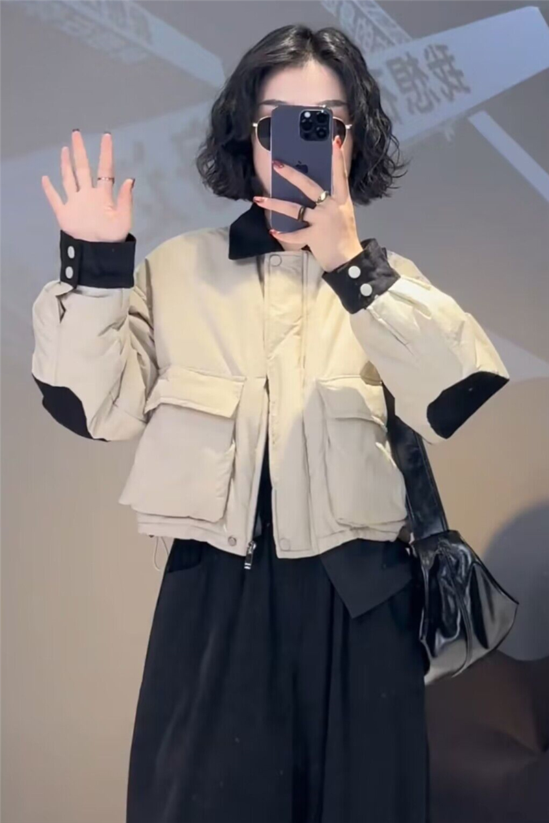 欧货加棉外套女短款小个子棉衣